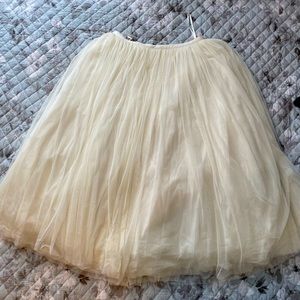BHLDN Ivory tea length tulle skirt